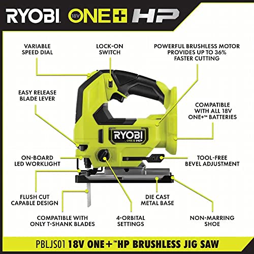 ONE+ HP 18V Brushless Cordless Jig Saw (Tool Only) Pacroban