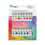 KINGART Studio Watercolor Paint, 12ml (.4oz), Set of 18 Colors KINGART
