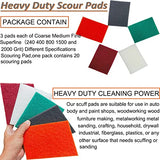 Tonmp 15 Pack 6 x 9 Inch Hand Pads Coarse Medium Fine Superfine 5 Different Specifications Assortment General Purpose Scouring Pad Ideal for Garden Tonmp