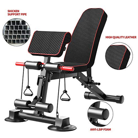 Adjustable Weight Bench - Utility Weight Benches for Full Body Workout, Foldable Flat/Incline/Decline Exercise Multi-Purpose Bench for Home Gym K KiNGKANG