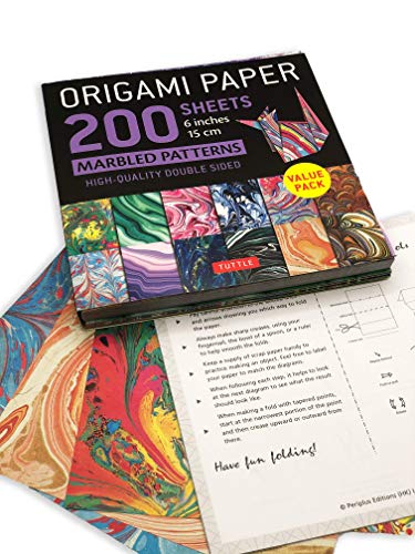 Origami Paper 200 sheets Marbled Patterns 6" (15 cm): Tuttle Origami Paper: Double Sided Origami Sheets Printed with 12 Different Patterns - WoodArtSupply