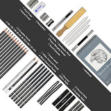 Brusarth 42 Pack Drawing Set Sketching Kit, Pro Art Sketch Supplies with Sketchbook, Include Graphite Pencil, Charcoal Pencil, Sharpener, Eraser Art Brusarth