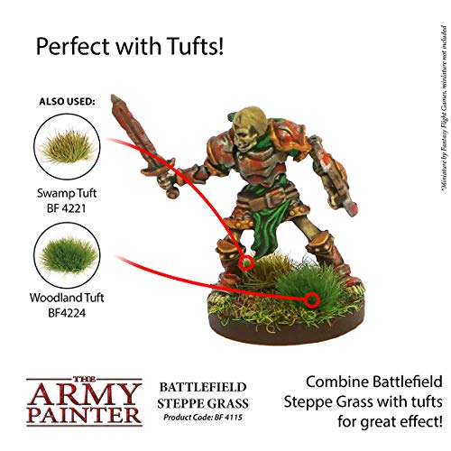 The Army Painter Battlefield: Steppe Grass Basing, 150 ml-for Miniature Bases & Terrains -Scenics Static Grass, Model Terrain Grass, Terrain Model - WoodArtSupply