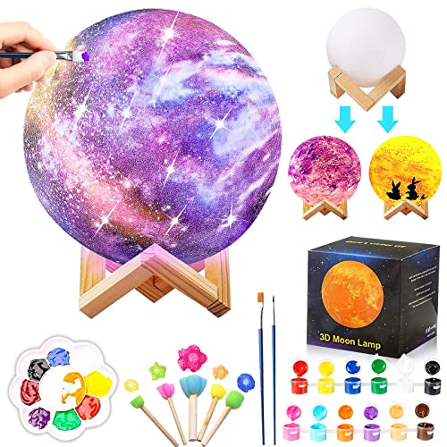 kykake Paint Your Own Moon Art Kit, Halloween Gifts DIY Space Toys Lava Art Kit with Plastic Stand, Art Gifts for Teens Girls Boys, Arts and Crafts kykake