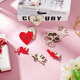 45 Pieces Valentine Wooden Cutouts Wood Heart Cutouts Ornaments Unfinished Heart Wood Slices Wood Cupid Shape Slices with 45 Pieces Hemp Rope for Maitys