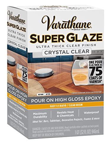 Varathane Rust-Oleum Parks Super Glaze, 241352 Ultra Glossy Epoxy Finish and Preservative Kit, Clear 32 Fl Oz - WoodArtSupply