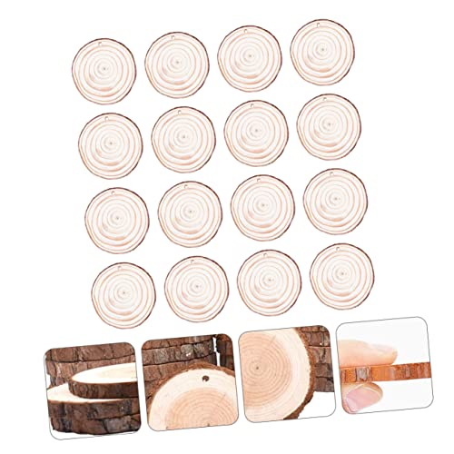 50pcs DIY Wood Chips Unfinished Wood Slices Unfinished Predrilled Wood Circles predrilled Wood Discs Home Decor Wood Round Slices Wedding Decor Xmas - WoodArtSupply