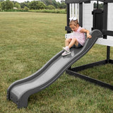 Backyard Discovery Sweetwater Heights Elevated All Cedar Wooden White Playhouse with Clubhouse Slide & Ladder Backyard Discovery