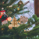 ABOOFAN 6 Pcs Christmas Wooden Ornaments 3D Xmas Tree Shaped Unfinished Wood Cutouts Christmas Tree Hanging Decor for Xmas Tree Holiday Wedding Party ABOOFAN