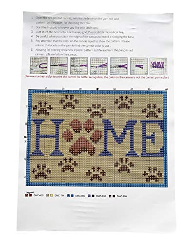 3D Latch Hook Kits Rug,with Printed Canvas,Christmas Decor Carpet Embroidery Tapestry Cross Stitch Kit DIY Handmade Rug Cushion MeetBSelf