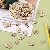 Elecrelive 300pcs Assorted Unfinished Wooden Cutouts Flower Leaf Butterfly Small Blank Wood Slice Pieces Ornaments Hanging Embellishments for DIY Art EEE ELECRELIVE