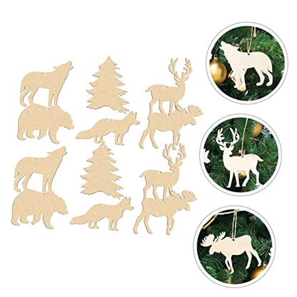 EXCEART 30pcs Animal Doodle Wood Chips Blank Wooden Cutouts DIY Blank Wood Chip Unfinished Wooden Crafts Chrismas Tree Hanging Decoration Wood Animal - WoodArtSupply