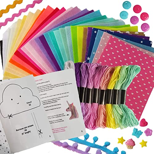 ARTIKA Kids Sewing Kit - DIY Craft for Girls with Unicorn Theme & Stencil Booklet