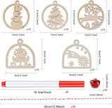 Artmag 50pcs Unfinished Wooden Hanging Ornaments for Christmas Decorations,5 Styles DIY Wood Slices with Holes for Kids Crafts Centerpieces Holiday Artmag