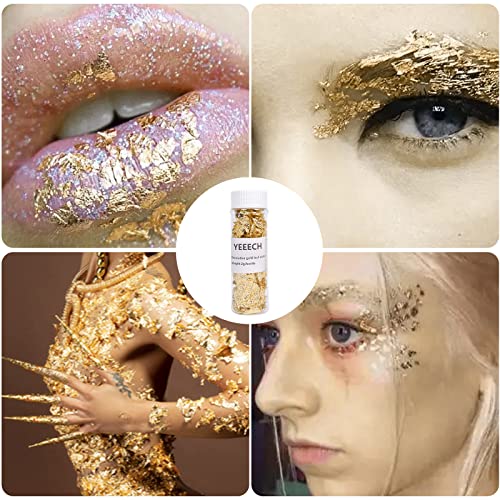 Yeeech Imitation Gold Foil Flakes for Resin Decoration Stickers for Nails Face Eyes Hair DIY Painting Crafts Makeup Body Art Yeeech