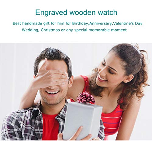 UMIPHIMAT Custom Engraved Wood Watches for Husband - Wooden Wrist Watch for Him, Valentines Anniversary Birthday Gift UMIPHIMAT