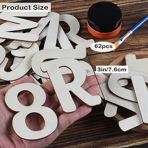 Wooden Letters 3 Inch for Crafts Unfinished Capital 3" Wood Letters and Numbers Set Focal20 Small Wooden Alphabet Letters for DIY Painting Arts Home - WoodArtSupply