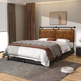 BSHOMGI Wall Mount Headboard, King Headboard Size, PU Leather Head Board Only Brown Hanging Head Boards, Industrial Pipe Modern King Bed Backboard BSHOMGI