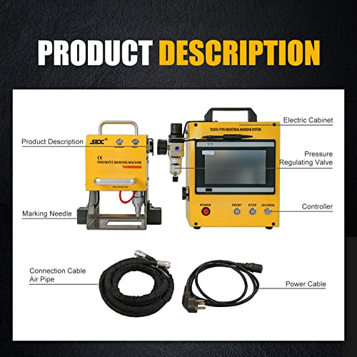 US Stock 100W Pneumatic Dot Peen Metal Marking Machine Engraving Size 120x50mm(4.7X2inch) with Digital Control Depth 0.02-1 mm Pneumatic Metal XINCHENG PRECISION