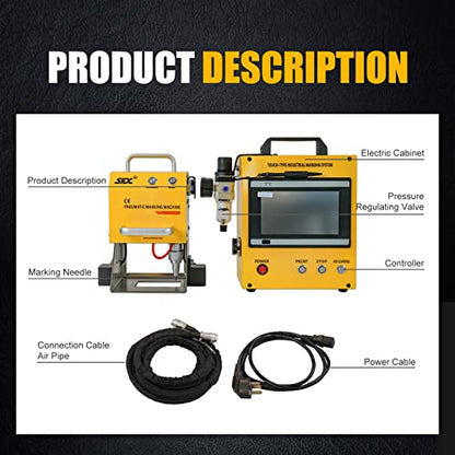 US Stock 100W Pneumatic Dot Peen Metal Marking Machine Engraving Size 120x50mm(4.7X2inch) with Digital Control Depth 0.02-1 mm Pneumatic Metal - WoodArtSupply