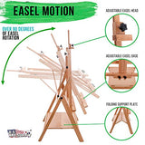 U.S. Art Supply Large Adjustable H-Frame Multi-Purpose Studio Artist Wooden Floor Easel - Tilts Flat, Mast Adjusts to 88" High, Holds 59" Canvas - US ART Supply