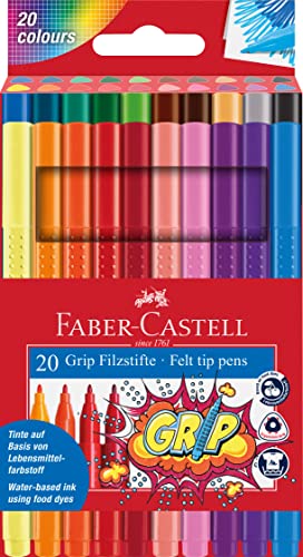 Faber-Castell Grip Color Markers - 20 Washable Fineline Markers Faber-Castell