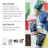 Speedball Water-Soluble Block Printing Ink Starter Set, 4-Color Set, 1.25-Ounce Tubes Speedball