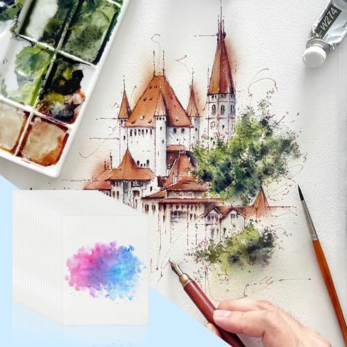 Watercolor Paper, 110 Lb/230 GSM 9 x 12 20 Sheets Water Color Paper Bulk  for Kids Child Students Adults, White Cold Press Watercolor Drawing Paint
