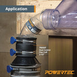 POWERTEC 70402 4" Hose to 2-1/2" Hose Cone Reducer and 2-1/2" Dust Control Flex Cuff with Adjustable Key Hose Clamps for Dust Collection on Power POWERTEC