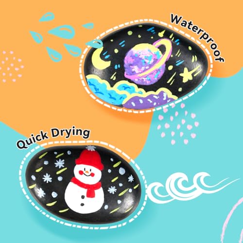 Arrtx 36 Colors Acrylic Marker for Rock Painting, Extra Brush Tip Paint Markers, Art Supplies, Fabric Paint, Fabric Markers, Paint Pen, Art Markers, Arrtx