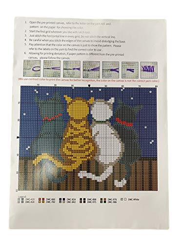 MeetBSelf Latch Hook Rug Kits Crocheting Carpet Rug Cats Acrylic Yarn Pre-Printed Canvas Cushion Mat Crochet Tapestry Sofa Decor MeetBSelf