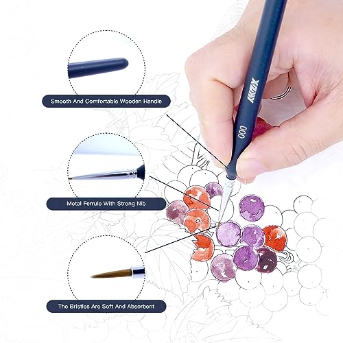 11Pcs Fine Detail Paint Brushes Set Fine Tip Paint Brush Miniature Mini Paints Brush for Watercolor, Oil, Acrylic, Face, Nail, Scale Model Painting - WoodArtSupply