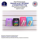 Marketing Holders 2 Pack Slatwall Acrylic Retail Tray Four Compartment 15.75" Wide x 4.75" Deep Clear Product Merchandise Storage Organizer for Marketing Holders