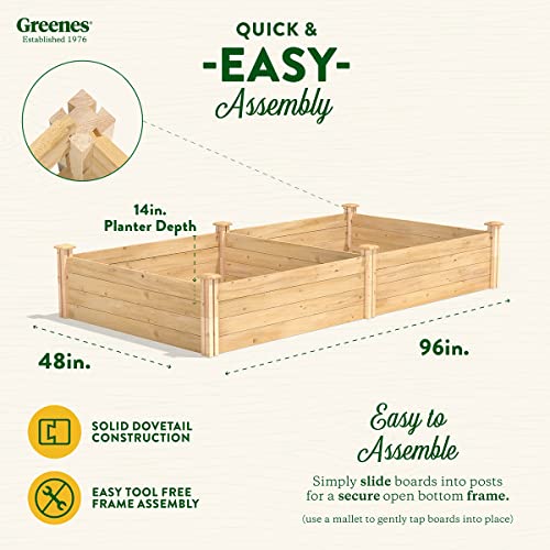 Greenes Fence Original Cedar Raised Garden Bed, 4' x 8' x 14" - Made in USA with North American Cedar