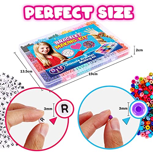  Goody King Jewelry Making Kit Beads for Bracelets - 5000+pcs  Bead Craft Kit Set, Glass Pony Seed Letter Alphabet DIY Art and Craft -  Gift for Her Women Kid Age 6 7 8 9 (4mm)