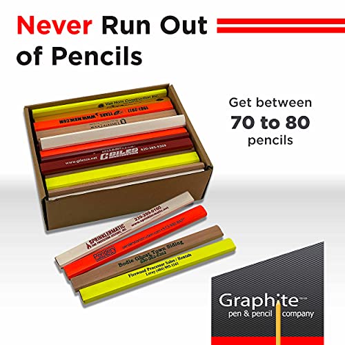 GRAPHITE Pen & Pencil Company Misprint Carpenter Pencils | Distressed Bulk Pencils | Construction Pencils | (72) Pieces GRAPHITE