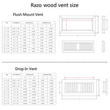 Razo Red Oak Wood Floor Register, Drop in Vent Cover with Damper, 4x12 Inch (Duct Opening), 3/4 Inch Thickness, Unfinished Razo