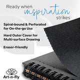 Art-N-Fly Black Sketch Pad Mini 5.5x8.5" 2 Pack - Black Paper Sketchbook for Drawings, Perforated Edge on Spiral 100 Sheets Total - Art Sketch Book Art-n-Fly
