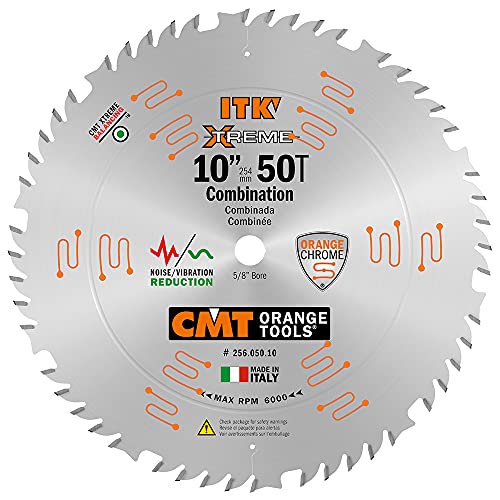 CMT 256.050.10 ITK XTreme Industrial Combination Saw Blade, 10-Inch x 50 Teeth 4 ATB + 1 FLAT Grind with 5/8-Inch Bore - WoodArtSupply