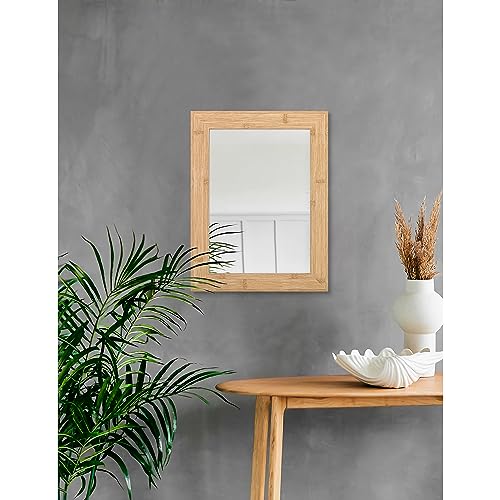 Wall Mounted Rustic Wood Frame Rectangles Mirror Antique Wall Mirror for Farmhouse Vanity Bedroom Bathroom Living Room Entryway Wall Decor Vertical