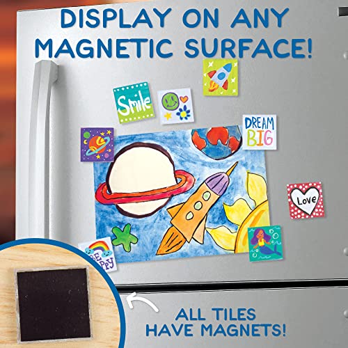 Made By Me! Paint Your Own Magnetic Tile Art – DIY Ceramic Magnets – Personalized Magnet Tiles – Arts & Crafts Kit for Kids Ages 6+,Multi - WoodArtSupply