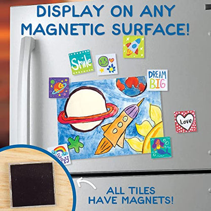 Made By Me! Paint Your Own Magnetic Tile Art – DIY Ceramic Magnets – Personalized Magnet Tiles – Arts & Crafts Kit for Kids Ages 6+,Multi - WoodArtSupply