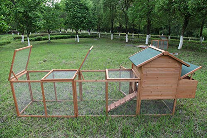 Wooden Chicken Coop House Chick Cage w/Egg Box Run Rabbit Hutch Enclosure Poultry Pet Hutch Garden Backyard Cage Large Indoor and Outdoor Use (120