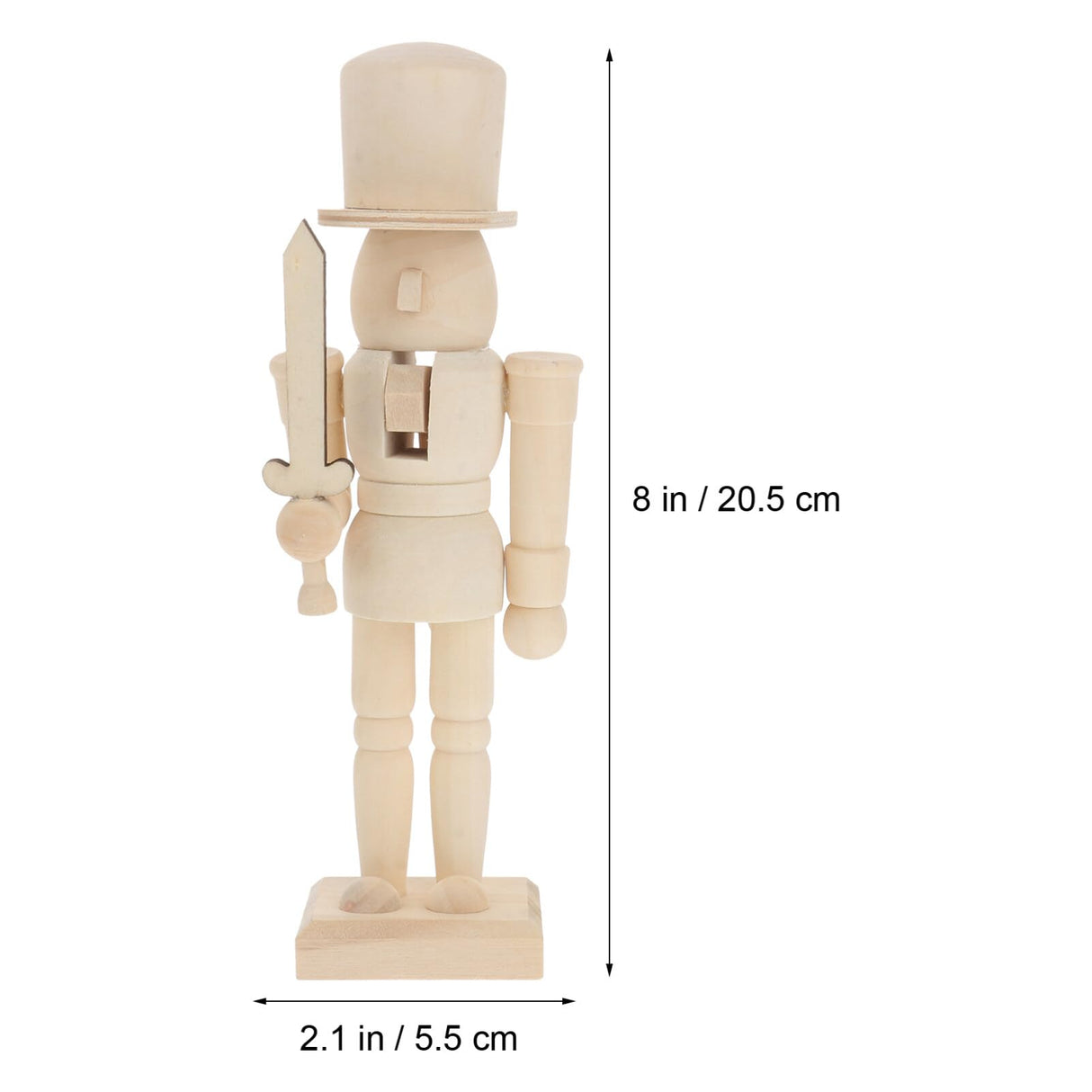 BESTOYARD Unfinished Wooden Nutcracker 20cm Christmas Nutcracker Unpainted Blank Nutcracker Soldier with Swords Figures Wooden Christmas Table BESTOYARD