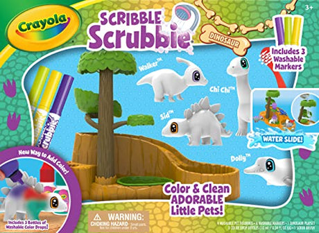 Crayola Scribble Scrubbie Pets Dinosaur Waterslide, Dinosaur Toys for Kids, Pet Grooming Set, Holiday Gifts for Kids, Ages 3+ Crayola