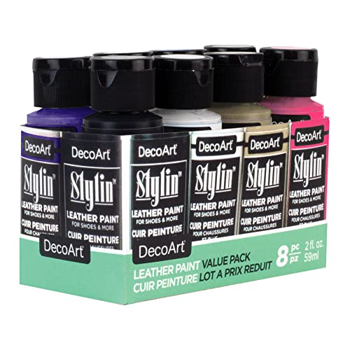 DecoArt Stylin Leather Painting Kit, 8-Color Painting Kit - WoodArtSupply