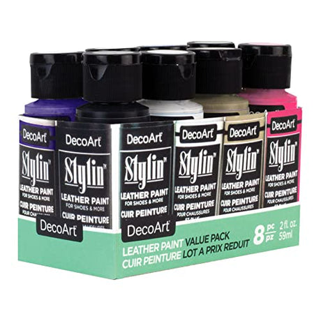 DecoArt Stylin Leather Painting Kit, 8-Color Painting Kit DecoArt