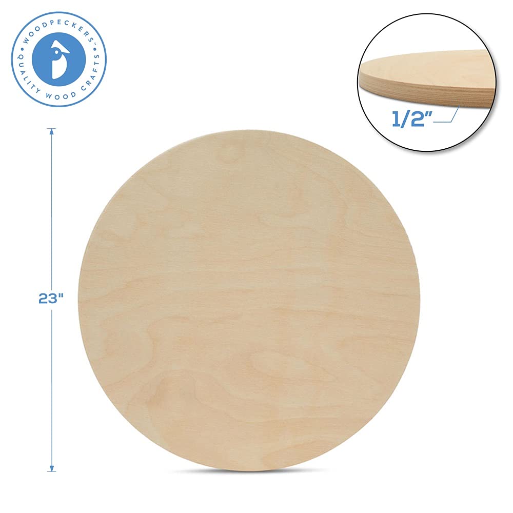 Wood Circles 23 inch 1/2 inch Thick, Unfinished Birch Plaques, Pack of 1 Wooden Circle for Crafts and Blank Sign Rounds, by Woodpeckers Woodpeckers