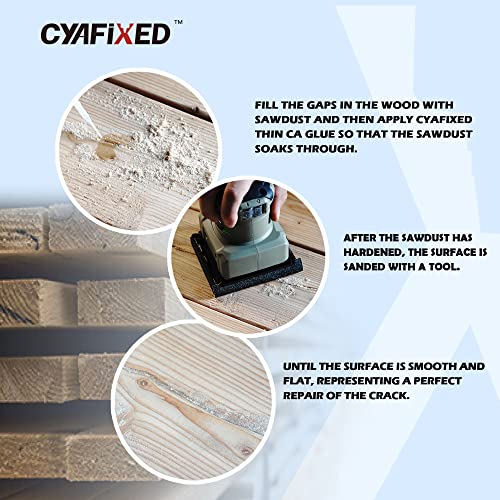 CYAFIXED Professional Grade Cyanoacrylate Super Glue, Super Thin Viscosity CA Glue for Woodworking, 4 oz. Value Pack - Instant Adhesive for CYAFIXED