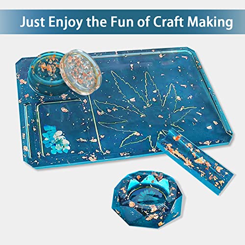 5 PCS Resin Molds Silicone Molds for Epoxy Resin with Large Rolling Tray Mold and Grinder Mold for Grind and Storage DIY Resin Casting FONUNO